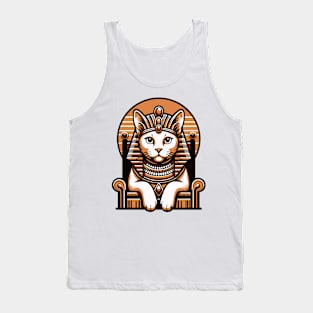 Egyptian Cat Goddess T-Shirt, Sphinx Cat Pharaoh Tee, Unisex Ancient Egypt Shirt, Casual Cotton Top, Gift for Cat Lovers Tank Top